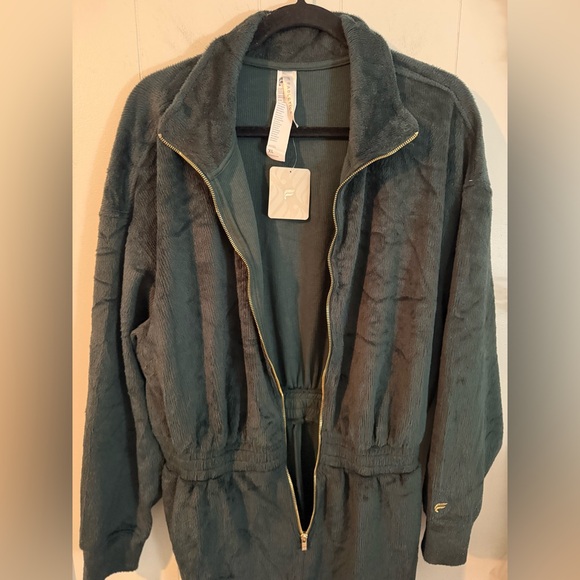 Fabletics Cozy Cord Zip Jumpsuit Green NWT, Size XL - Picture 9 of 12